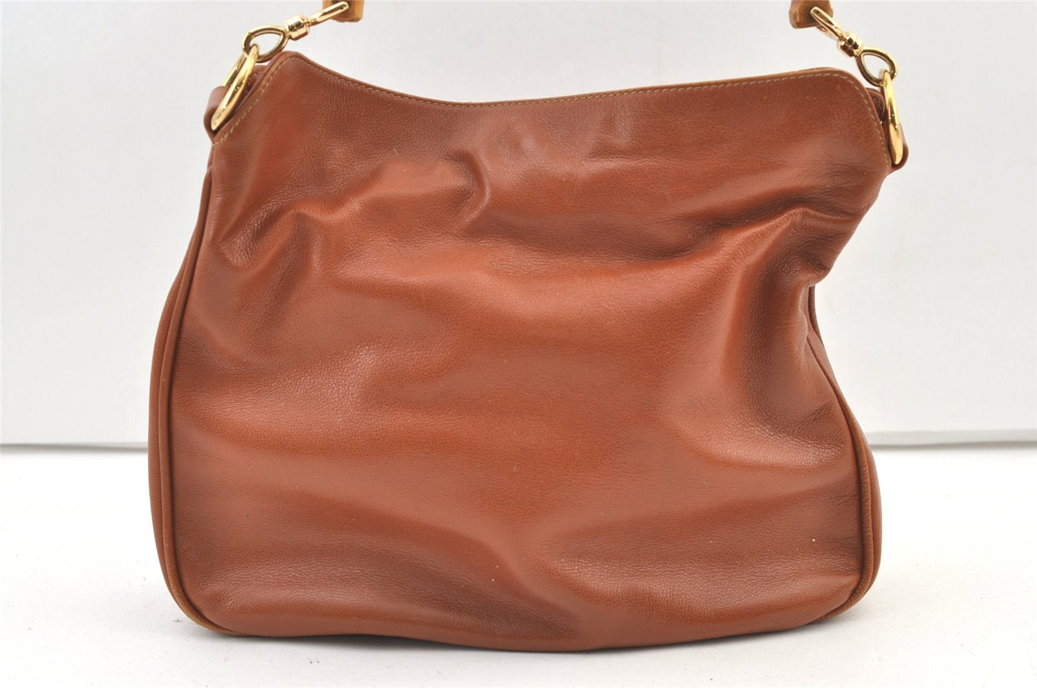 Authentic GUCCI Bamboo 2Way Shoulder Hand Bag Purse Leather Brown Junk 0955K