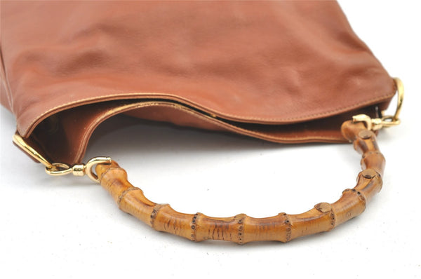 Authentic GUCCI Bamboo 2Way Shoulder Hand Bag Purse Leather Brown Junk 0955K