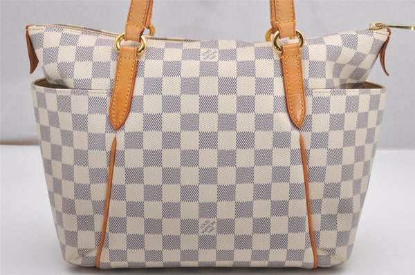 Authentic Louis Vuitton Damier Azur Totally PM Tote Bag White N41280 LV 0956J