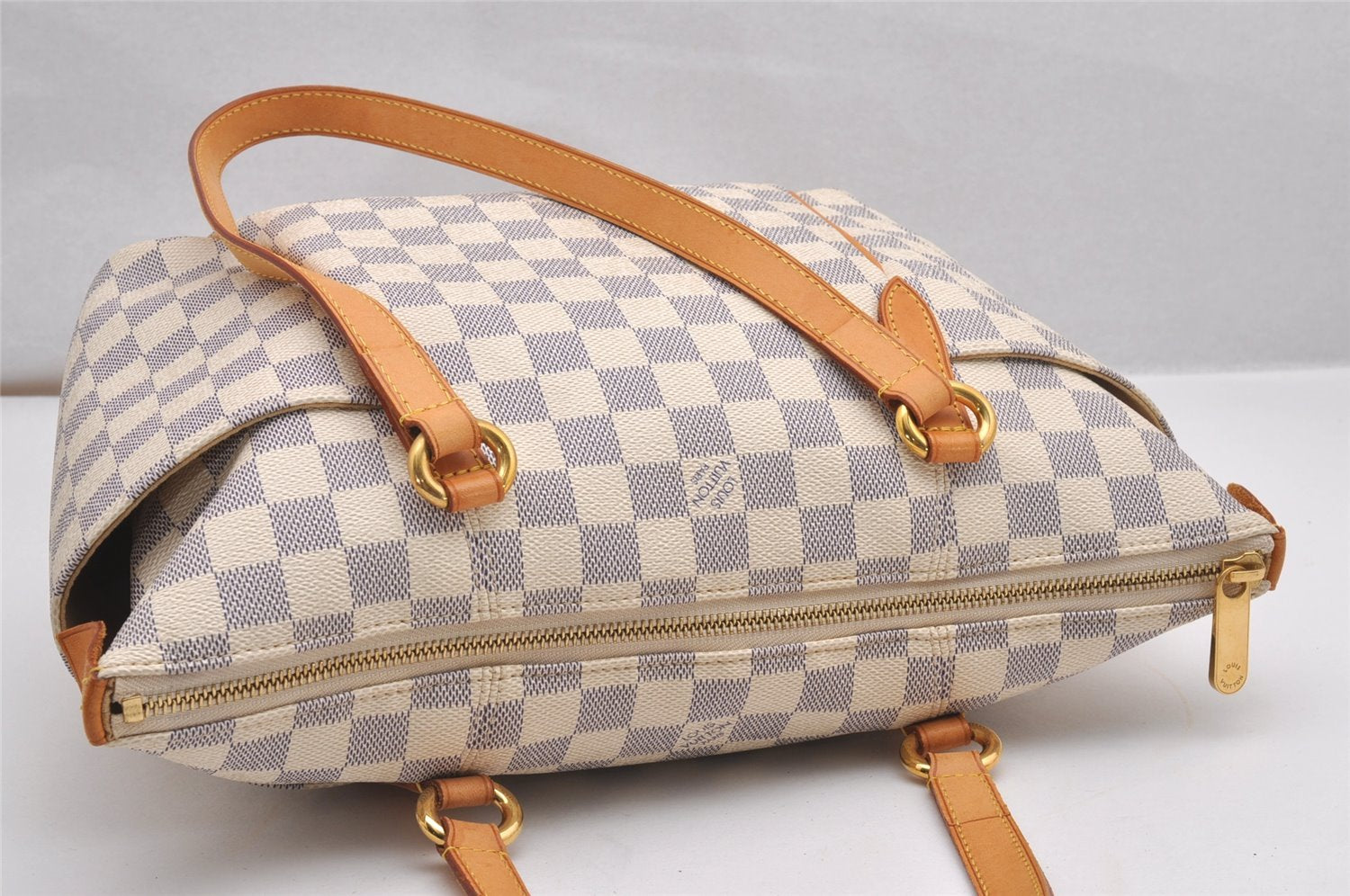 Authentic Louis Vuitton Damier Azur Totally PM Tote Bag White N41280 LV 0956J