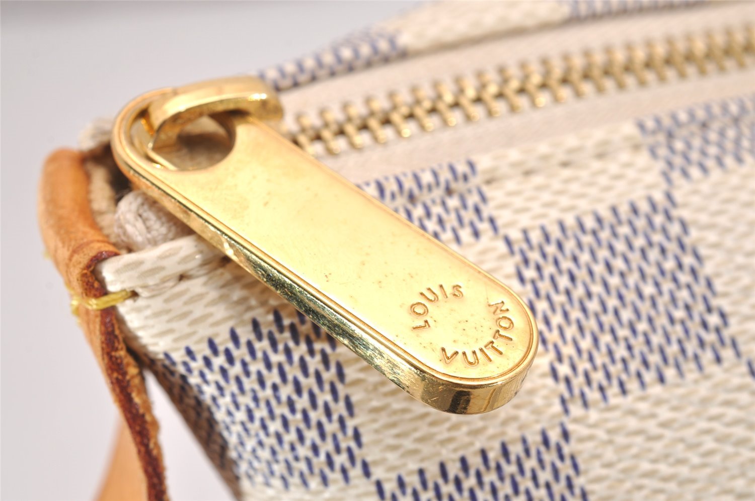 Authentic Louis Vuitton Damier Azur Totally PM Tote Bag White N41280 LV 0956J