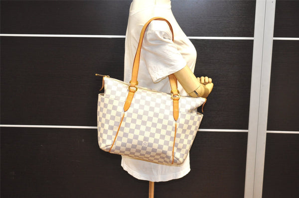 Authentic Louis Vuitton Damier Azur Totally PM Tote Bag White N41280 LV 0956J