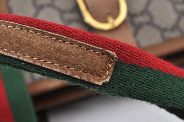 Authentic GUCCI Web Sherry Line Vintage GG Plus PVC Leather Tote Bag Brown 0956K