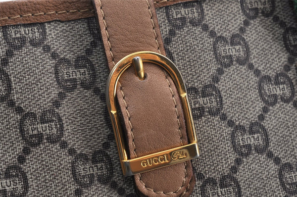 Authentic GUCCI Web Sherry Line Vintage GG Plus PVC Leather Tote Bag Brown 0956K
