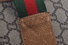 Authentic GUCCI Web Sherry Line Vintage GG Plus PVC Leather Tote Bag Brown 0956K