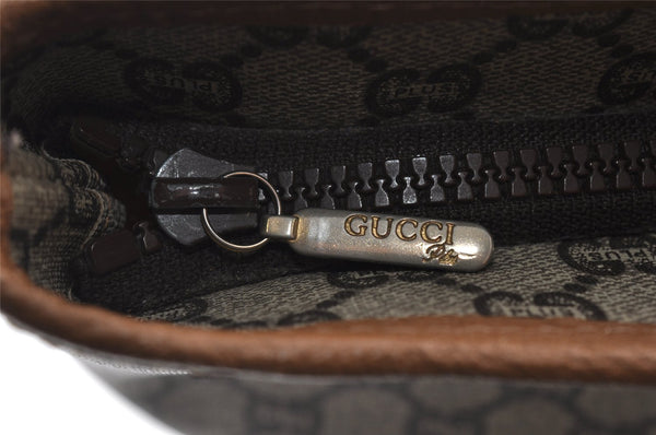 Authentic GUCCI Web Sherry Line Vintage GG Plus PVC Leather Tote Bag Brown 0956K