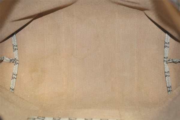 Authentic GUCCI Web Sherry Line Vintage GG Plus PVC Leather Tote Bag Brown 0956K