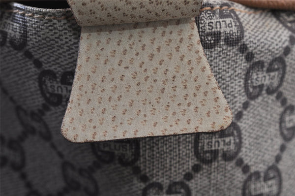 Authentic GUCCI Web Sherry Line Vintage GG Plus PVC Leather Tote Bag Brown 0956K