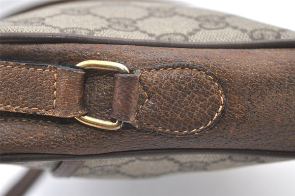 Authentic GUCCI Web Sherry Line Shoulder Cross Bag GG PVC Leather Brown 0957K