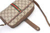 Authentic GUCCI Web Sherry Line Shoulder Cross Bag GG PVC Leather Brown 0957K