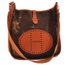 Authentic HERMES Leather Evelyne GM Shoulder Bag Brown 0960J