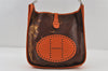 Authentic HERMES Leather Evelyne GM Shoulder Bag Brown 0960J