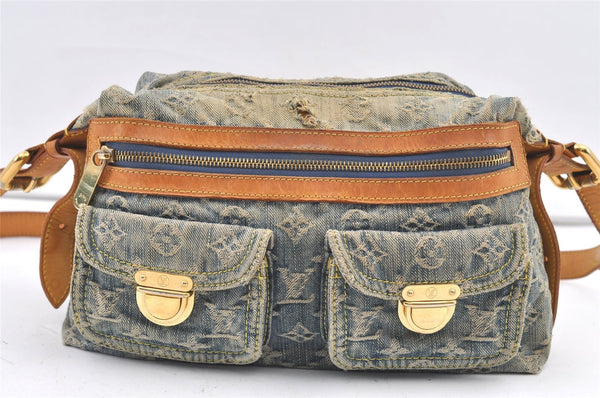 Auth Louis Vuitton Monogram Denim Baggy PM Shoulder Bag Blue M95049 LV 0961K