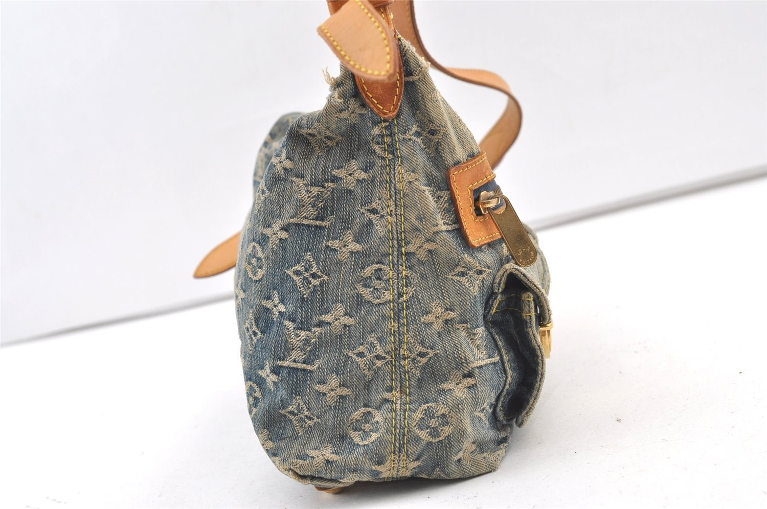 Auth Louis Vuitton Monogram Denim Baggy PM Shoulder Bag Blue M95049 LV 0961K