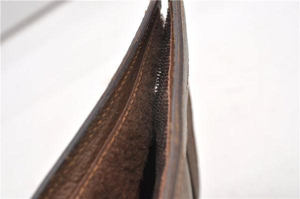 Authentic GUCCI Web Sherry Line Clutch Hand Bag Purse GG PVC Leather Brown 0963G