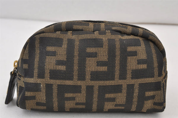 Authentic FENDI Vintage Zucca Pouch Purse Canvas Leather Brown Junk 0963K