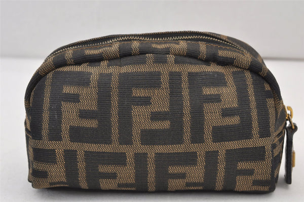 Authentic FENDI Vintage Zucca Pouch Purse Canvas Leather Brown Junk 0963K