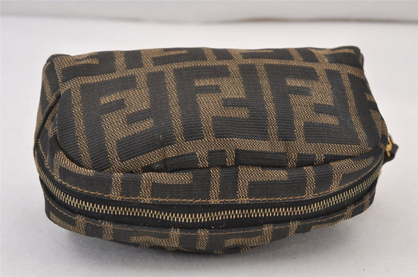 Authentic FENDI Vintage Zucca Pouch Purse Canvas Leather Brown Junk 0963K