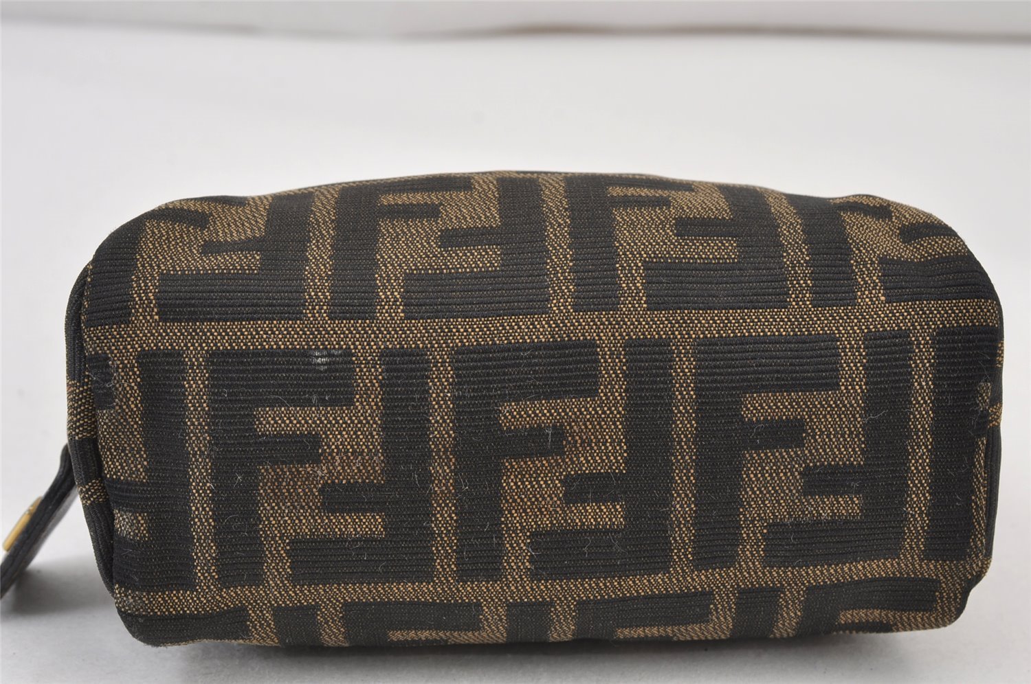 Authentic FENDI Vintage Zucca Pouch Purse Canvas Leather Brown Junk 0963K