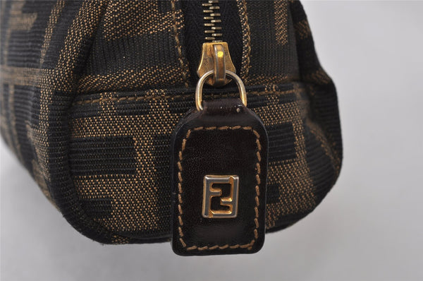 Authentic FENDI Vintage Zucca Pouch Purse Canvas Leather Brown Junk 0963K