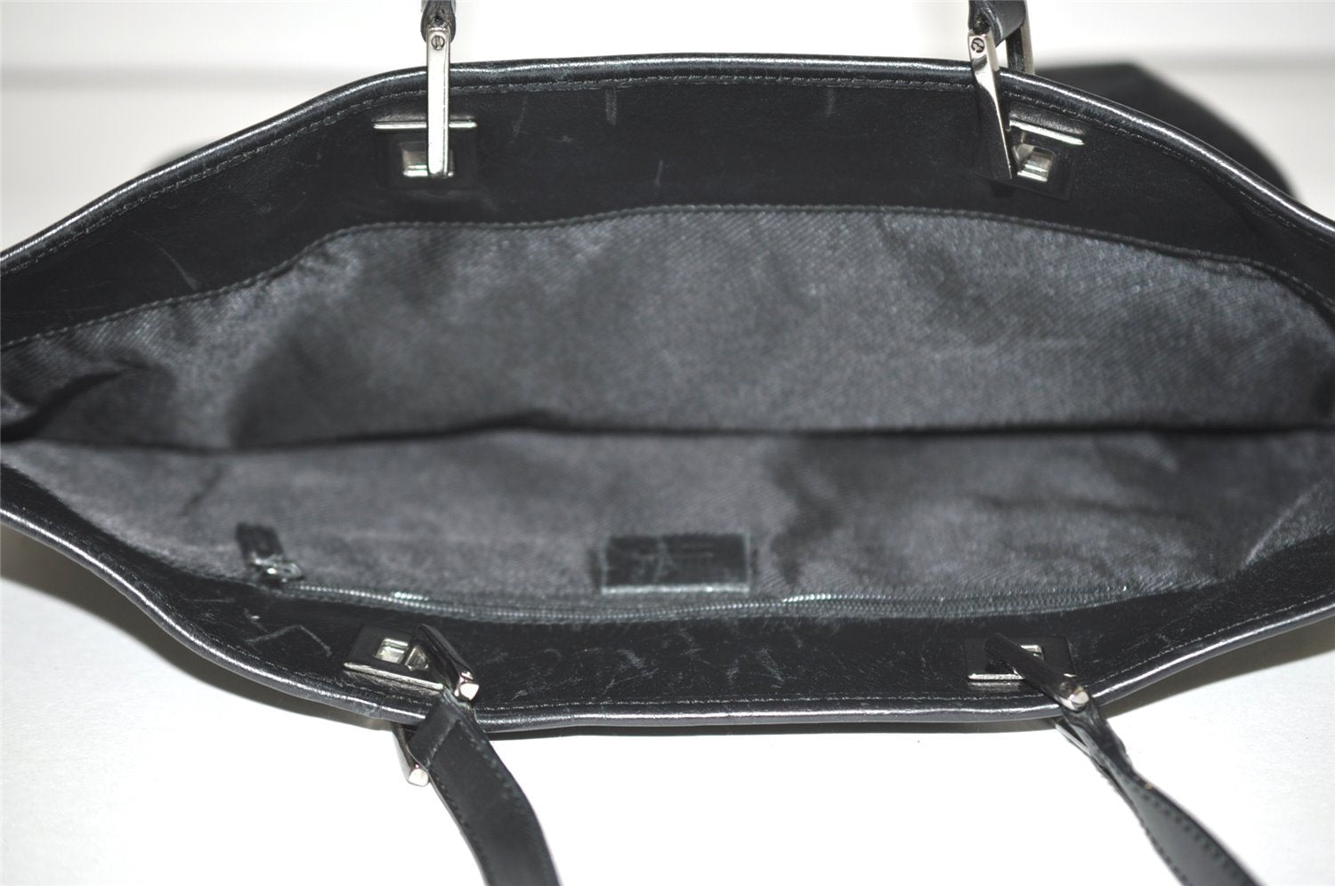 Authentic GUCCI Vintage Shoulder Tote Bag GG Canvas Leather 31243 Black 0965I