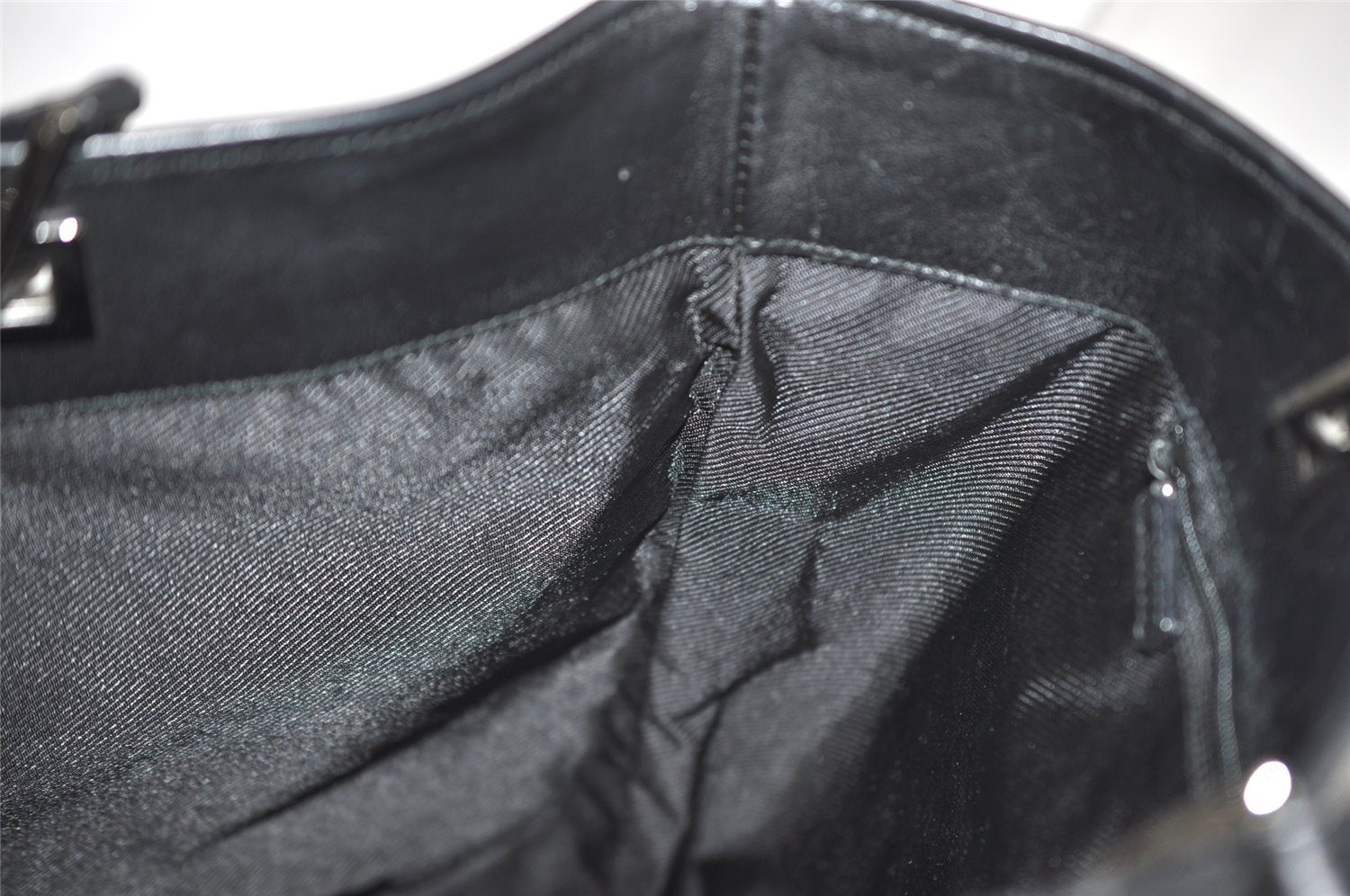 Authentic GUCCI Vintage Shoulder Tote Bag GG Canvas Leather 31243 Black 0965I