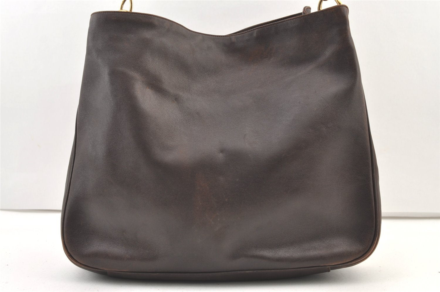 Authentic GUCCI Vintage Bamboo Shoulder Hand Bag Purse Leather Brown Junk 0965K