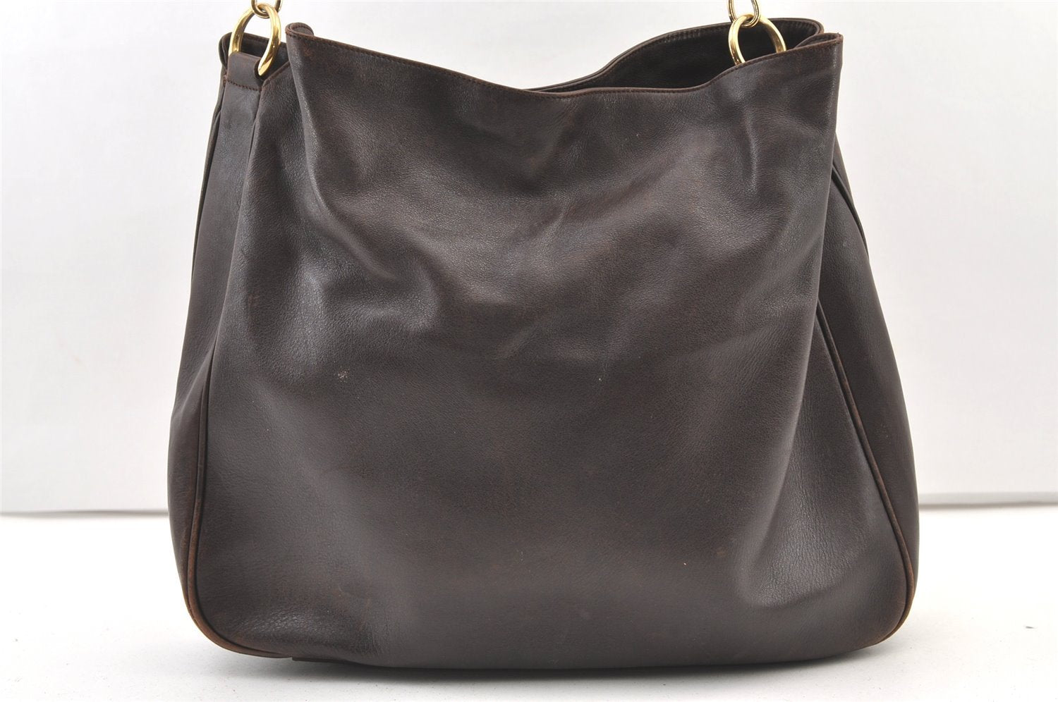 Authentic GUCCI Vintage Bamboo Shoulder Hand Bag Purse Leather Brown Junk 0965K