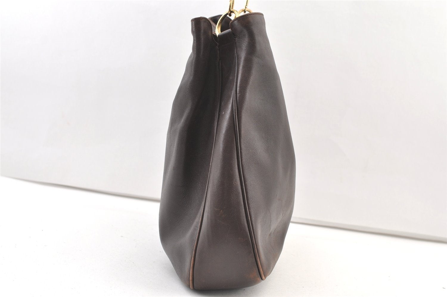 Authentic GUCCI Vintage Bamboo Shoulder Hand Bag Purse Leather Brown Junk 0965K