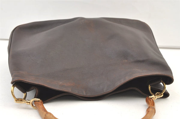 Authentic GUCCI Vintage Bamboo Shoulder Hand Bag Purse Leather Brown Junk 0965K