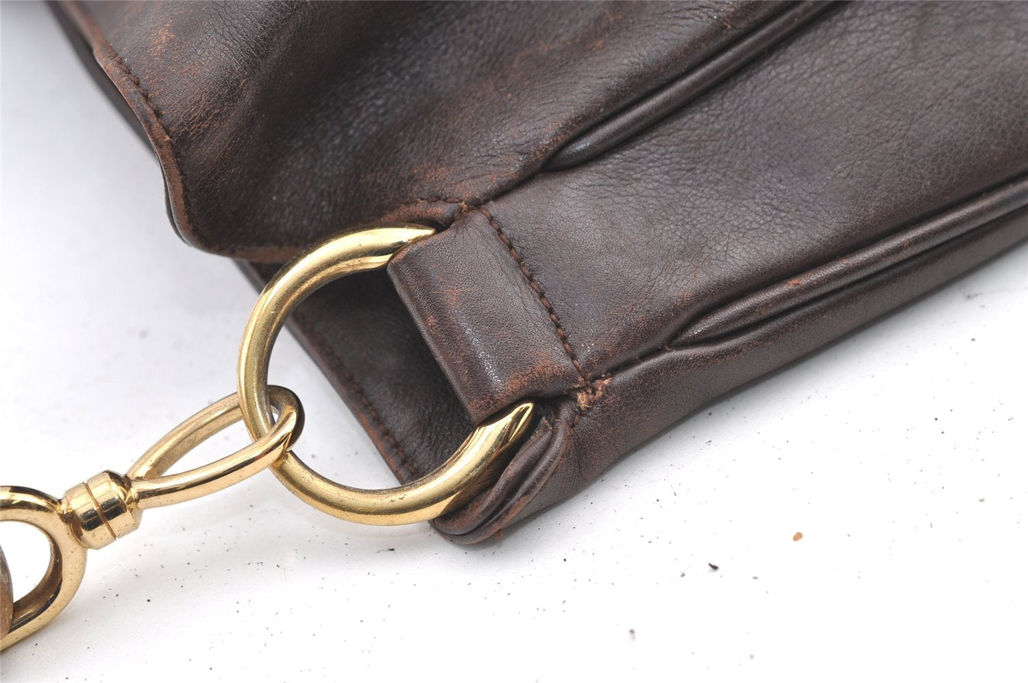 Authentic GUCCI Vintage Bamboo Shoulder Hand Bag Purse Leather Brown Junk 0965K