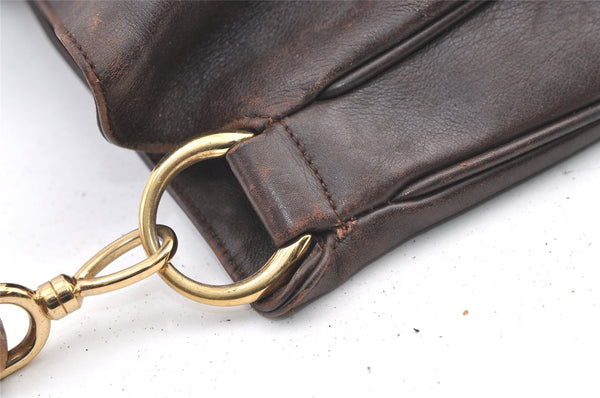 Authentic GUCCI Vintage Bamboo Shoulder Hand Bag Purse Leather Brown Junk 0965K