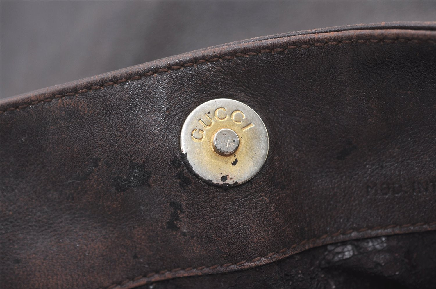 Authentic GUCCI Vintage Bamboo Shoulder Hand Bag Purse Leather Brown Junk 0965K