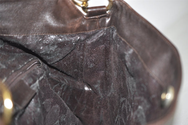 Authentic GUCCI Vintage Bamboo Shoulder Hand Bag Purse Leather Brown Junk 0965K