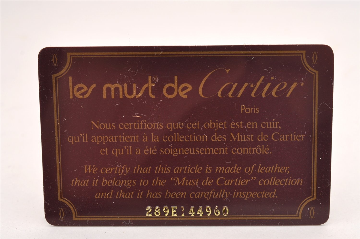 Authentic Cartier Must de Cartier Leather Shoulder Cross Bag Bordeaux Red 0966I