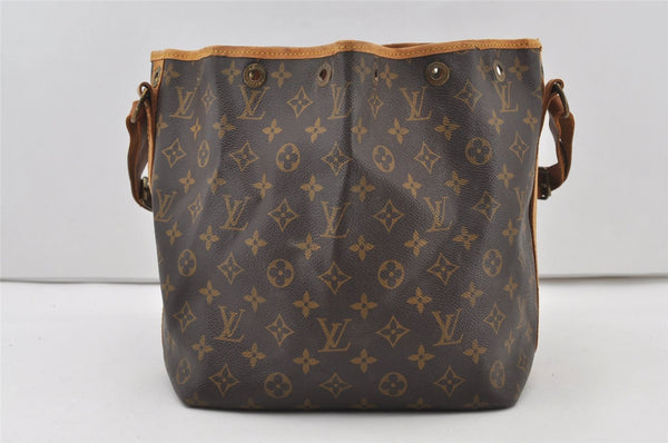Authentic Louis Vuitton Monogram Petit Noe M42226 Shoulder Drawstring Bag 0969J
