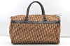 Authentic Christian Dior Trotter Boston Travel Bag Canvas Leather Brown 0970K