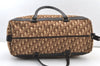 Authentic Christian Dior Trotter Boston Travel Bag Canvas Leather Brown 0970K