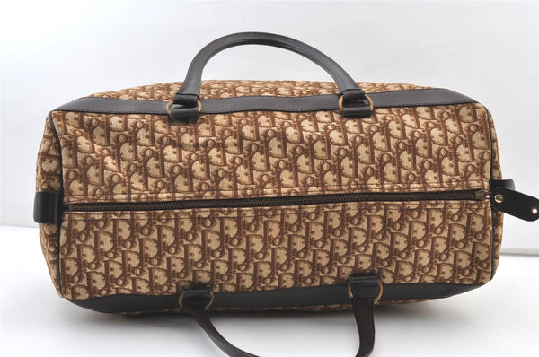 Authentic Christian Dior Trotter Boston Travel Bag Canvas Leather Brown 0970K