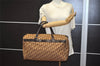 Authentic Christian Dior Trotter Boston Travel Bag Canvas Leather Brown 0970K