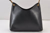 Authentic GUCCI Vintage Bamboo Shoulder Hand Bag Purse Leather Black 0971K