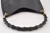Authentic GUCCI Vintage Bamboo Shoulder Hand Bag Purse Leather Black 0971K