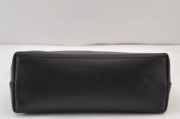 Authentic GUCCI Vintage Bamboo Shoulder Hand Bag Purse Leather Black 0971K