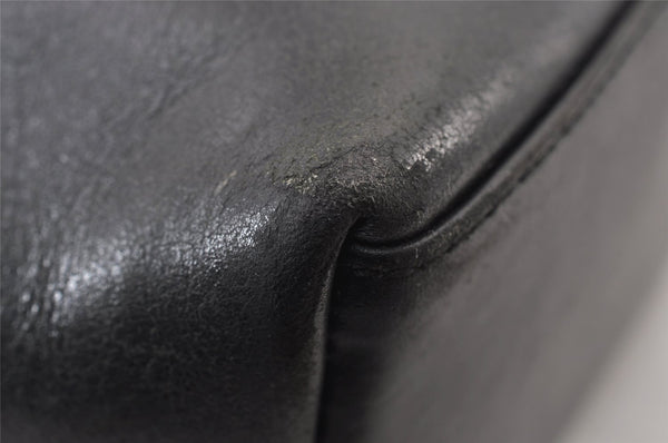 Authentic GUCCI Vintage Bamboo Shoulder Hand Bag Purse Leather Black 0971K