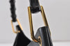 Authentic GUCCI Vintage Bamboo Shoulder Hand Bag Purse Leather Black 0971K
