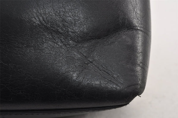 Authentic GUCCI Vintage Bamboo Shoulder Hand Bag Purse Leather Black 0971K