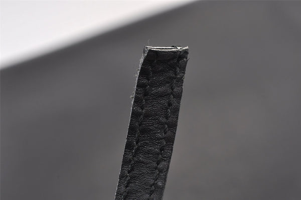 Authentic GUCCI Vintage Bamboo Shoulder Hand Bag Purse Leather Black 0971K