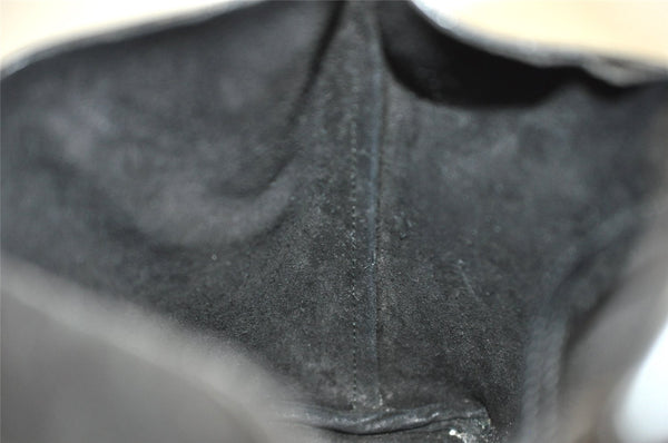 Authentic GUCCI Vintage Bamboo Shoulder Hand Bag Purse Leather Black 0971K