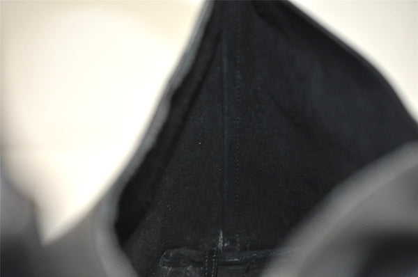 Authentic GUCCI Vintage Bamboo Shoulder Hand Bag Purse Leather Black 0971K