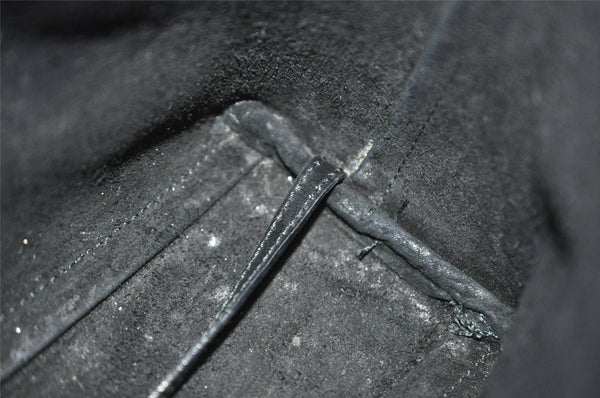 Authentic GUCCI Vintage Bamboo Shoulder Hand Bag Purse Leather Black 0971K